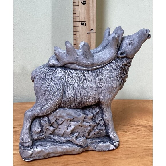 Vtg Mt St Helens ELK Sculpture Volcanic Ash Hand Crafted Carved Rustic 5.5" Tall - Picture 6 of 10